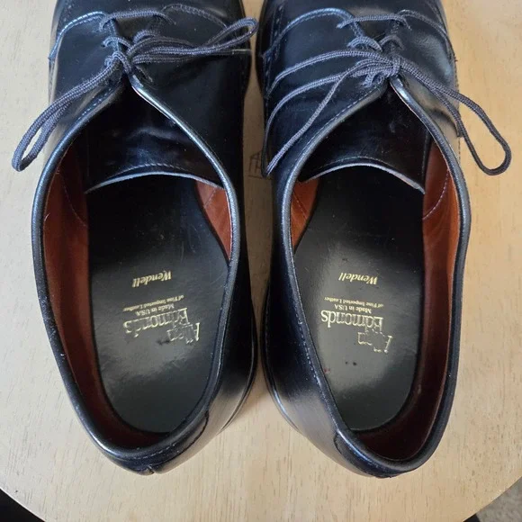 Allen Edmonds Wendell Black Leather Bicycle Toe Oxford‎ Dress Shoes Men 12 3E